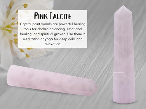 Image of Certified Pink Calcite Crystal Tower Obelisk Point For Chakra, Healing And Balancing - Aaa Grade Original Certified Gemstone Agate For Reiki Meditation Yoga Spiritual (3-4 Inches)