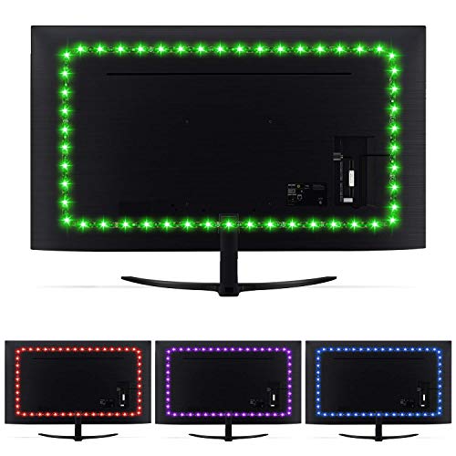 EppieBasic TV LED Bias Lighting for 32 to 65 Inch with Remote, USB Powered LED TV Backlight, Color Changing RGB LED Strip, Multi Color Ambient Light Behind TV