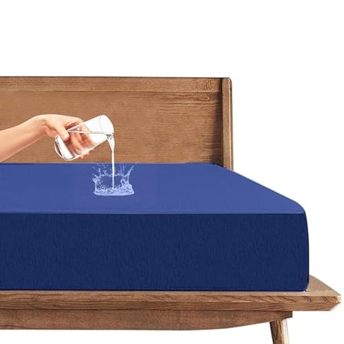 Image of Trance Cotton Feel Terry Ultra Soft Waterproof Mattress Protector | Breathable - Hypoallergenic Mattresses Cover (72x60 inch | 6x5 feet, Classic Blue - Pack of 1)