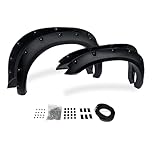LAX Pocket Bolt-Riveted Rugged Style Fender Flares, for 2009-18 Ram 1500 Fleetside Models (Exclude R/T & Rebel), 2019-24 Ram 1500 Classic Body, Paintable Matte Black Wheel Flare Cover, Wheel Protector