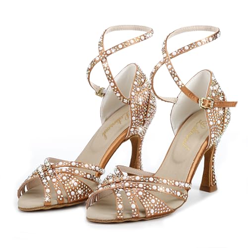 Latinsoul Y205-36 Women's Crystal Rhinestone Latin Dance High Heel Shoes - Stylish Adjustable Strap Design Comfortable Dance Shoes4