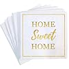 Housewarming Party Decorations Napkins, 50 Pack, Home Sweet Home Paper Napkin in White and Gold Foil, New Home Gift Ideas, Open House Real Estate Agent Gifts to Clients
