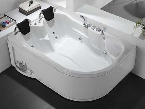 Vente-unique-Bañera de hidromasaje - 2 plazas - 385 L - 181 x 121 x Alto 65 cm - Ángulo izquierdo - RAFINA
