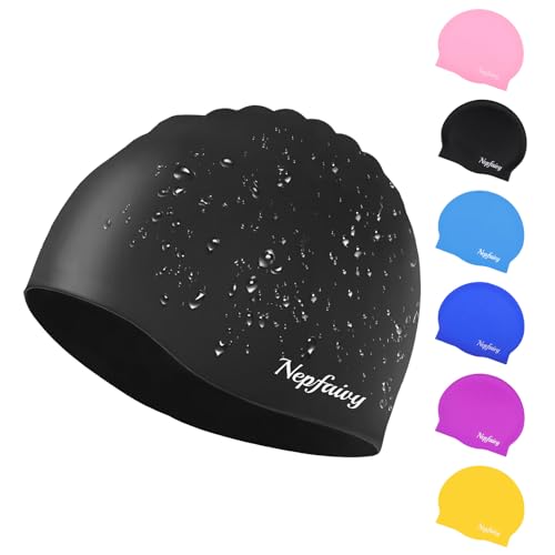 Nepfaivy Kids Swimming Cap Waterproof, Updated Size Silicone Swimming Hat Kids