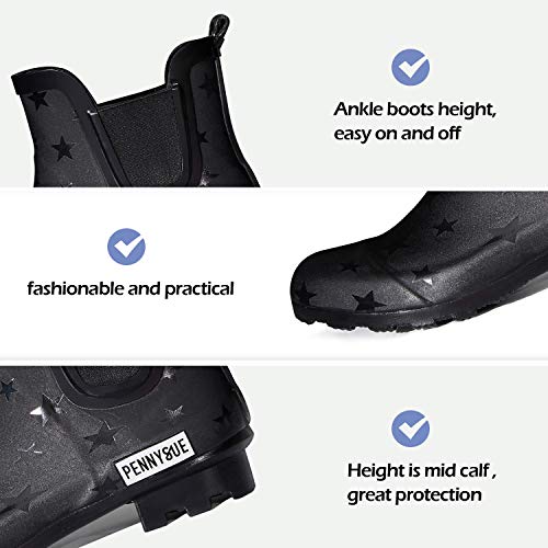 Pennysue Women's Ankle Rain Boots Waterproof Short Chelsea Booties Outdoor Garden Work Shoes Anti Slip #TOP1