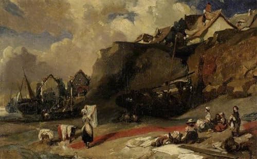 Peinture Eugene Isabey lavandières sur toile pour sublimer votre chambre