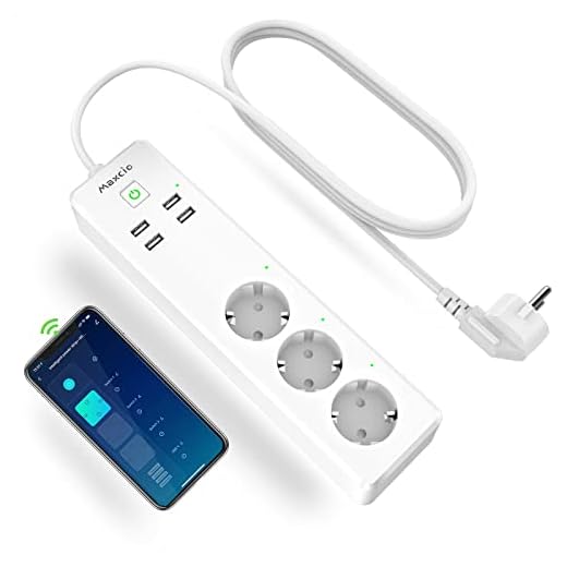 Enchufe Múltiple Inteligente, Maxcio Regleta Enchufe WiFi 3 Tomas 4 USB, Control de Voz, Control de Aplicaciones y Función de Temporización, Compatible con Alexa/Google Assistant