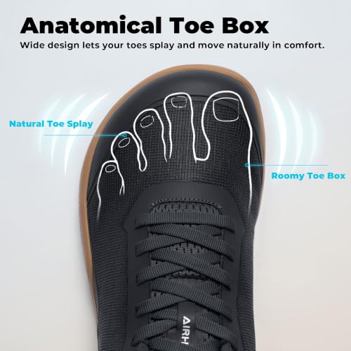 Image of AIRHAS Men's Barefoot Training Shoes Zero Drop Minimalist Sneakers Anatomical Toe Design for Weightlifting and Fitness