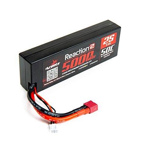 Batterie LiPo 2S 7.4V 5000mAh 50C Hardcase Dynamite Reaction2 Deans DYNB5025HD pour voiture RC