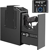Slider Hidden Handgun Safe, Biometric Fingerprint Smart Pistol Safe for Nightstand, Desk, Bedside - Auto Sliding Door- Fingerprint, PIN Code, KEY Access (Classic)