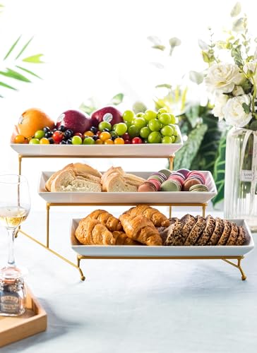 Vassoi per Alimenti, Supporto da Portata a 3 Livelli antipasti, Frutta, Dessert, Cupcake, robusti, Feste, Eventi e Buffet