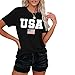 American Flag Shirts for Women 4th of July Tops USA Print T Shirt Casual Short Sleeve American Proud T-Shirt Tops