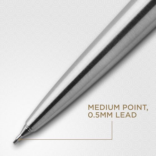 Image of Parker Jotter Mechanical Pencil, Stainless Steel with Chrome Trim, 0.5mm, HB #2 - Smooth Writing, Signature Design, Stationary, Desk Essentials