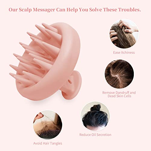 Silicone Hair Scalp Massager Shampoo Brush For Hair Growth, Head Scalp Scrubber For Washing Hair, Dandruff Exfoliator Brush Scalp Stimulator For Wet Dry Oily Hair Care Tools With Wall Hook #TOP2
