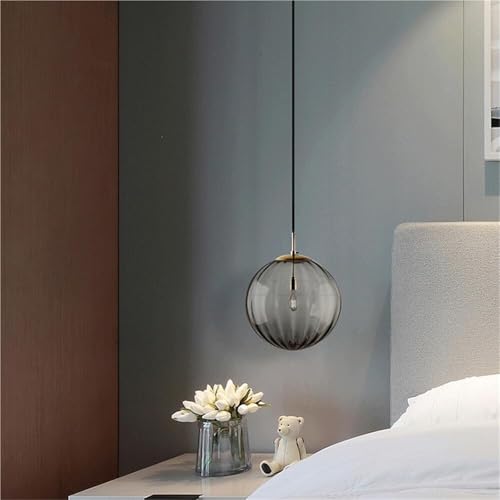 Suspension E14 boule en verre coloré de 20cm style français