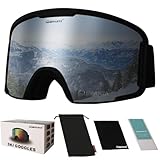 OUTDOORSPARTA Gafas de esquí para adultos - Gafas de esquí compatibles con casco para hombres y mujeres con protección UV del 100% (3. Marco negro, espejo de lente completa plateado)