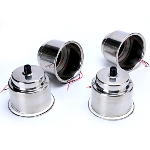 Amarine Made 4 Pcs Led Cup Holders 3 Red Led Lighted Stainless Steel Cup Drink Holder With Drain & Led For Marine Boat Rv Camper #TOP4