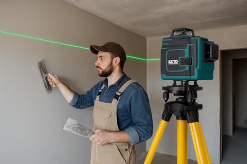Image of KAITO Professional 16 Lines Green Laser Level Pro with Tripod Stand | 4x360 4D Cross Self-Leveling Battery-Powered Construction Tool | Metal Body Alignment