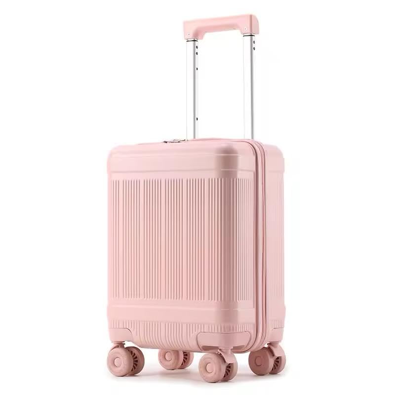 Smart Luggage with USB Charging Port, Pink Hard Shell Suitcase with Cup Holder, Explosion-Proof Lock, Spinner Wheels