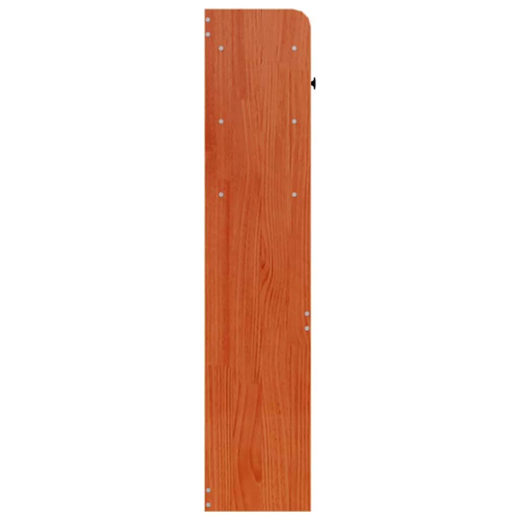 Cabecero de pino encerado 150 cm, cama trasera 6 compartimentos, 2 cajones, independiente colchón 150