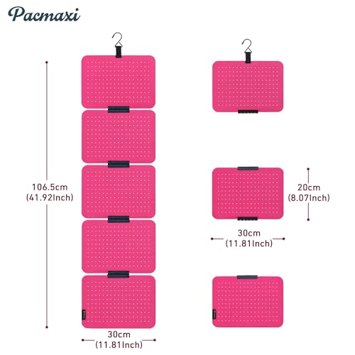 Image of PACMAXI Hanging Enamel Lapel Pin Display Panels Organizer With 5 Loose-leaf Board Pieces, Brooch Pin Enamel Pin Display Pages, Badge Collection Display Holder Holds At Least 120 Pins. (Rose red)