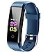 Rastreador de Fitness con pulsómetro, IP67 Resistente al Agua, Monitor de Actividad, Monitor de sueño, podómetro, Reloj, Reloj Inteligente para niños, Mujeres y Hombres - Azul