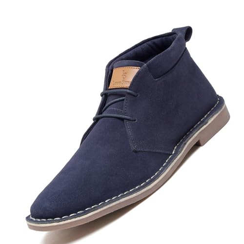Image of LOUIS STITCH Chukka Boots for Men | Suede Leather High Ankle Casual Boot | Office & Trekking Shoes | Hiking Boots | Stitch Down Desert Boots | Size-UK12 Blue SDSUCKCUBU