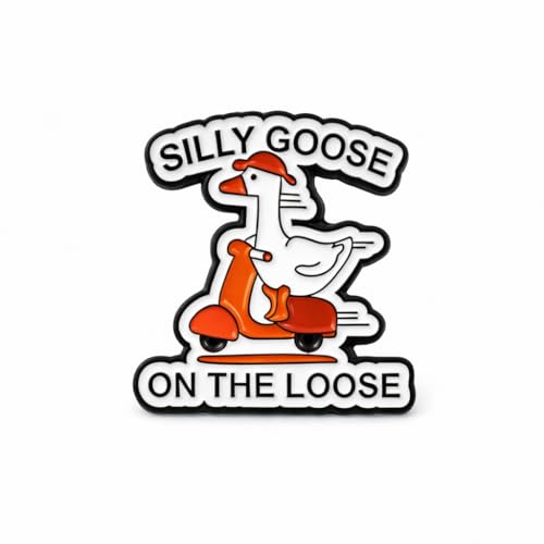 Goose on a Scooter Enamel Pin