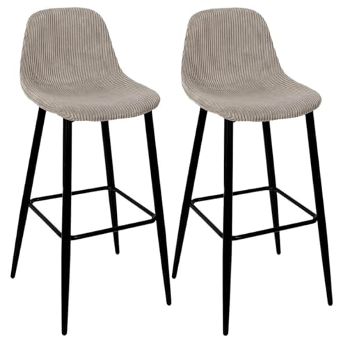 AltoBuy Amory - Lot de 2 tabourets de Bar en Velours côtelé Coloris Taupe