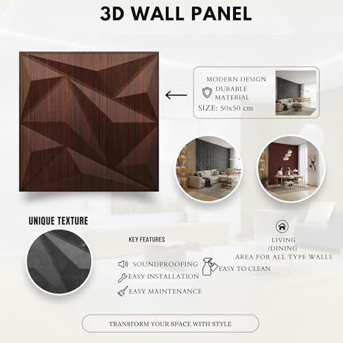 Image of Kayra Decor Wall Panels for Bedroom Alps Design Walnut Wood Color 19.7 inch x 19.7 inch (Pack of 40) - Covers 107.80 Sq. Ft.