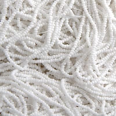 Czech Seed Beads 12/0 (1.9mm Diameter) Strung Opaque Chalk White DIY Jewelry Making Beads - 500g Bulk Bag by Preciosa (Jablonex)