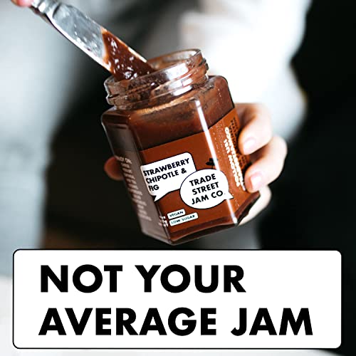 Trade Street Jam Co. - Strawberry Chipotle & Fig Jam, Spoonable Low-Sugar Spread, Sweet/Spicy Blend, No Artificial Sweeteners, Pectin, Or Preservatives, Local Ingredients, Gluten-Free, Vegan (2-Pack) #TOP4