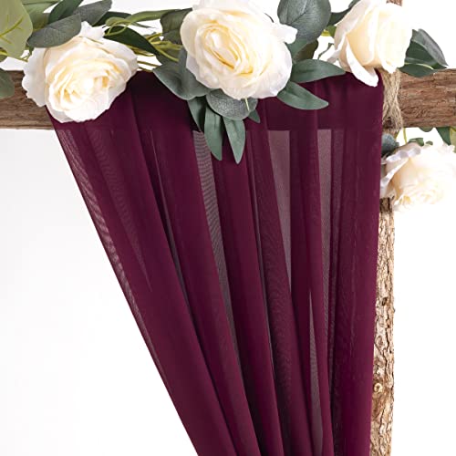 Image of Socomi Wedding Arch Draping Fabric 1 Panel 29 inch x 19Ft Burgundy Sheer Chiffon Curtain Drapes 6 Yards for Wedding Ceremony Birthday Party Decoration