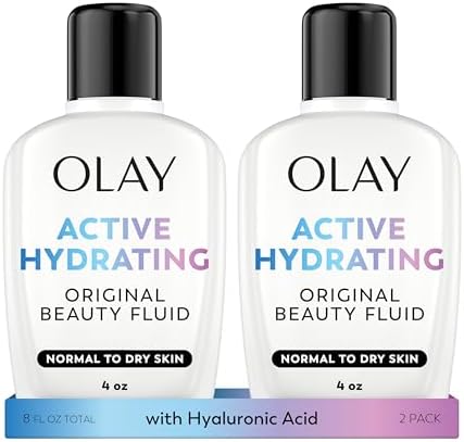 Olay Face Moisturizer, Active Hydrating Beauty Fluid Lotion, Original Facial Moisturizer, 4 Oz. (Pack of 2)