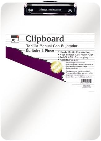 Charles Leonard Transparent Plastic Clipboard with Low Profile Clip and Pull Out Hook, Letter Size, Clear Size, 1 Each (89710)