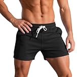 Men's 3 Inch Running Shorts Gym Training Bodybuilding Short Breathable Cotton Sports Shorts Black M
