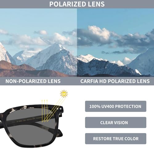 Image of FreeFineTech Polarized Sunglasses UV400 Protection Acetate Frame Metal Vintage Retro Square Sunglasses for Men and Women