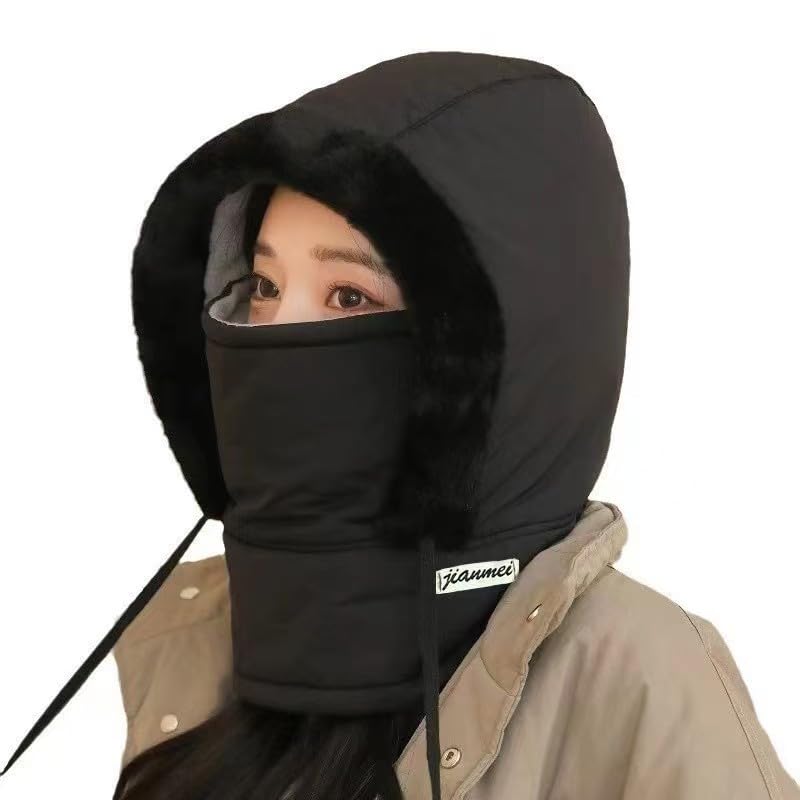Gorro de invierno con capucha bufanda y forro polar cortavientos