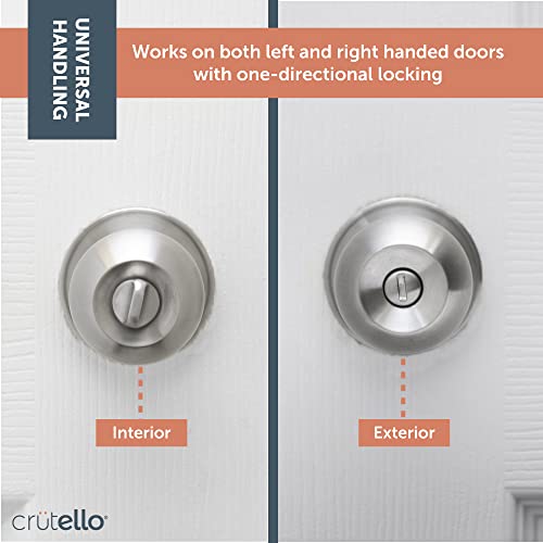 Crutello Privacy Door Knobs For Bed And Bath - Ball Style, Satin Nickel Interior Keyless Turn Thumb Locking Round Door Handle, Satin Nickel, 6 Pack #TOP5