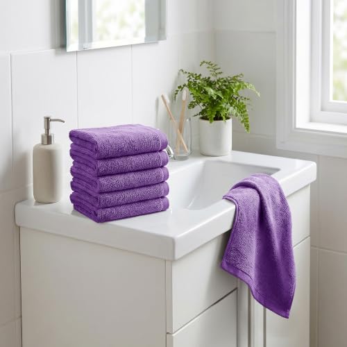 Image of MYTRIDENT Face Towel | Urban Comfort | Quick Drying | Travel Friendly | for Men /Women | 6 Pc Face Towel (30 cm x 30 cm) | 100% Cotton 450 GSM - Purple