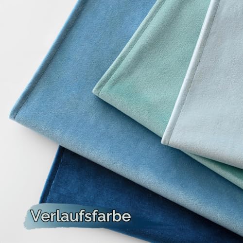 MIULEE 4er Set Kissenbezug 50×50cm Biese Samt Farbverlauf blau – Ansicht 2