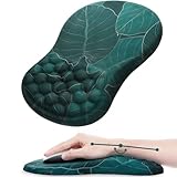Laokiiy Mouse Pad Wrist Support, Ergonomic Mouse Pad with Wrist Rest, Comfortable Computer Mouse Pad for Laptop, Pain Relief Mousepad with Non-Slip PU Base Banana Leaf Green