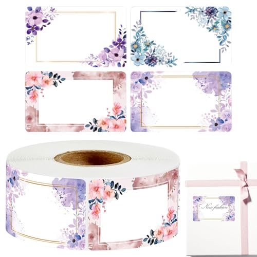 Rollo de pegatinas para niños - Decoración de de regalo con estampado de flores | Etiquetas para tarros de gelatina, conservas, tarros de, área en para escribir, recuerdos de fies
