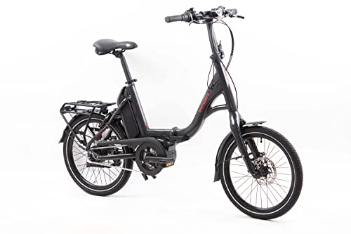 TRETWERK - 20 Zoll E-Klapprad - No Way schwarz - E-Citybike Damen Herren mit 8 Gang - Shimano Nexus Nabenschaltung - Elektrofahrrad für die Stadt mit Mittelmotor Frontlicht Rücklicht Cover