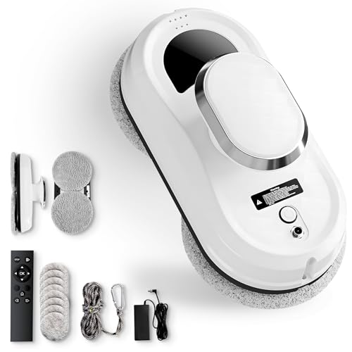 JUPPLIES Robot Lavavetri Elettrico 90W con Aspirazione 5600Pa – Lava Vetri Automatico per Finestre con 3 Modalità, Batteria di Emergenza, Telecomando e Sistema Anticaduta – Silenzioso, 4min/m²