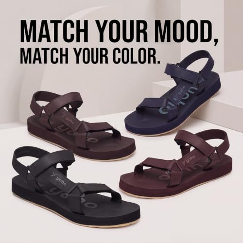 Image of YOHO EVA Sandals for Women | EVA sole | Comfortable cushioned sole with TPR base | Lightweight | Soft skin friendly straps | Adjustable straps | Velcro closure | Vibrant colour options