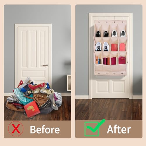 Mrooda Over The Door Shoe Organizer Hanging Shoe Organizer With 12 Large Pockets And 8 Metal Hooks Wall Shoe Rack thumb #5
