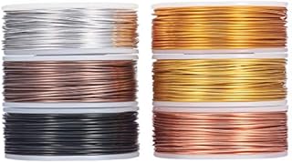 BENECREAT 6 Rolls 18 Gauge(1mm) Aluminum Wire 450FT(138m) Anodized Jewelry Craft Making Beading Floral Colored Aluminum Craft Wire - Regular Color