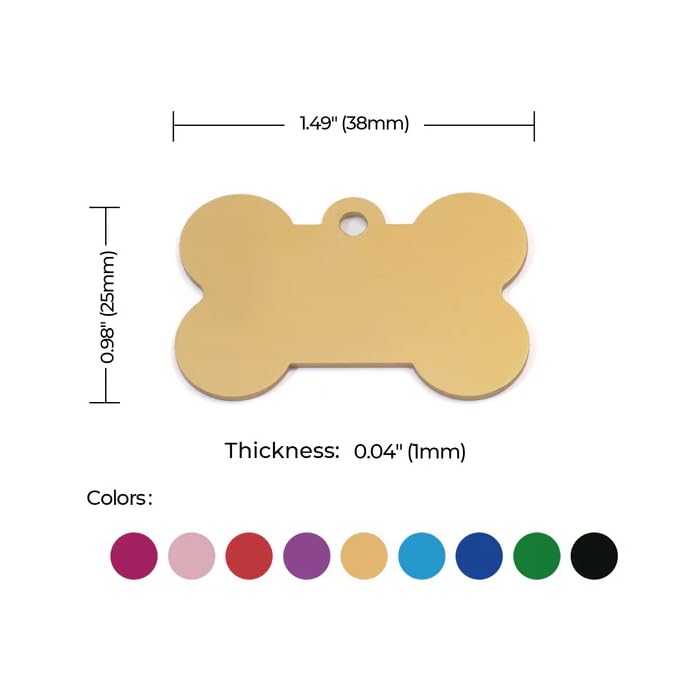 Medaglietta per Animali, Medaglia in Alluminio Annodizzato per Cane o Gatto, con Incisione Nome, Frase o Dedica Personalizzata, forma Osso, 4cm