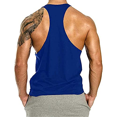 Cabeen Men's Beast Print Bodybuilding Tank Tops Vest Muscle Shirt Vest, blue, S - Image 3